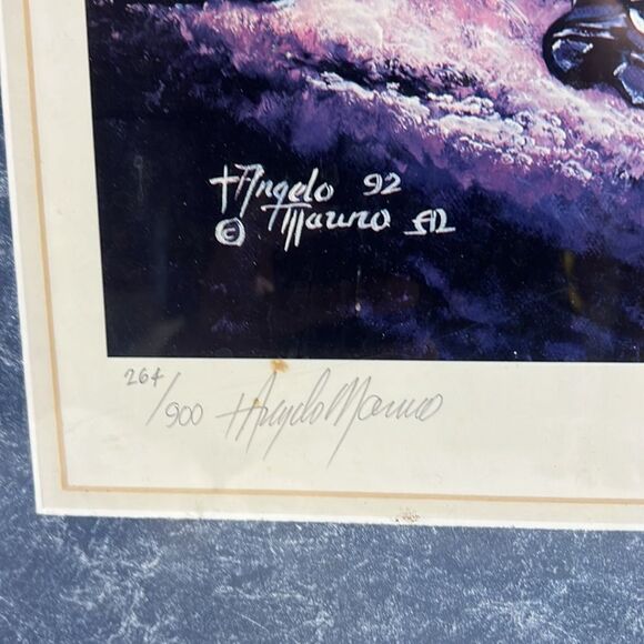 Nolan‎ Ryan Autographed signed Texas Rangers 1992 Angelo Marino framed poster - Picture 2 of 14